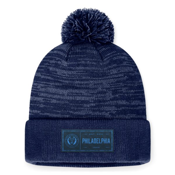men8217s philadelphia union fanatics heather navy low key cuffed knit hat with pom | San Jose Earthquakes Hats, Jerseys & MLS Apparel