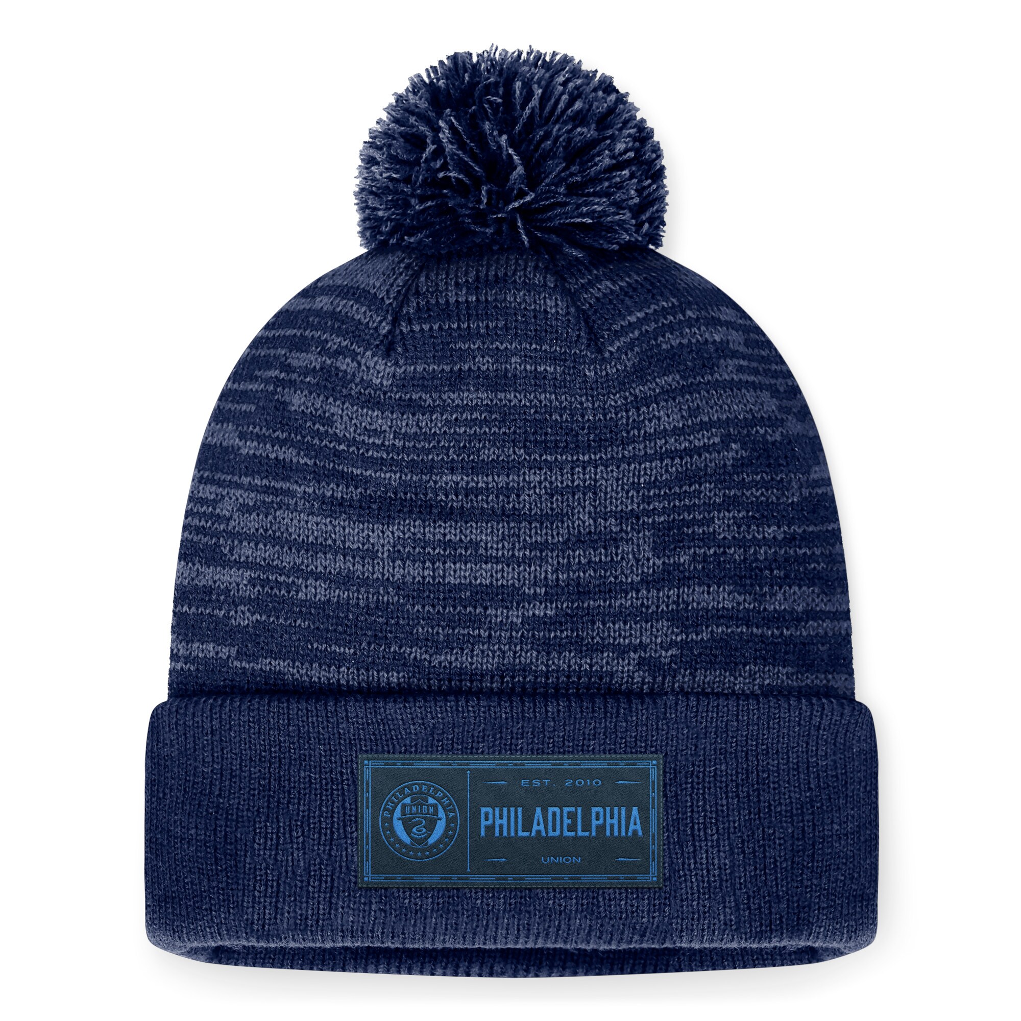 men8217s philadelphia union fanatics heather navy low key cuffed knit hat with pom | San Jose Earthquakes Hats, Jerseys & MLS Apparel