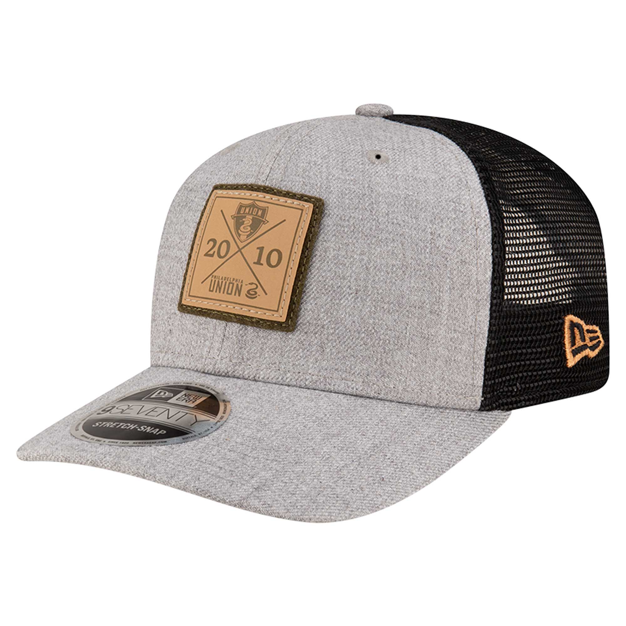 men8217s philadelphia union new era heather gray 9seventy coolera stretch-snap adjustable hat | San Jose Earthquakes Hats, Jerseys & MLS Apparel
