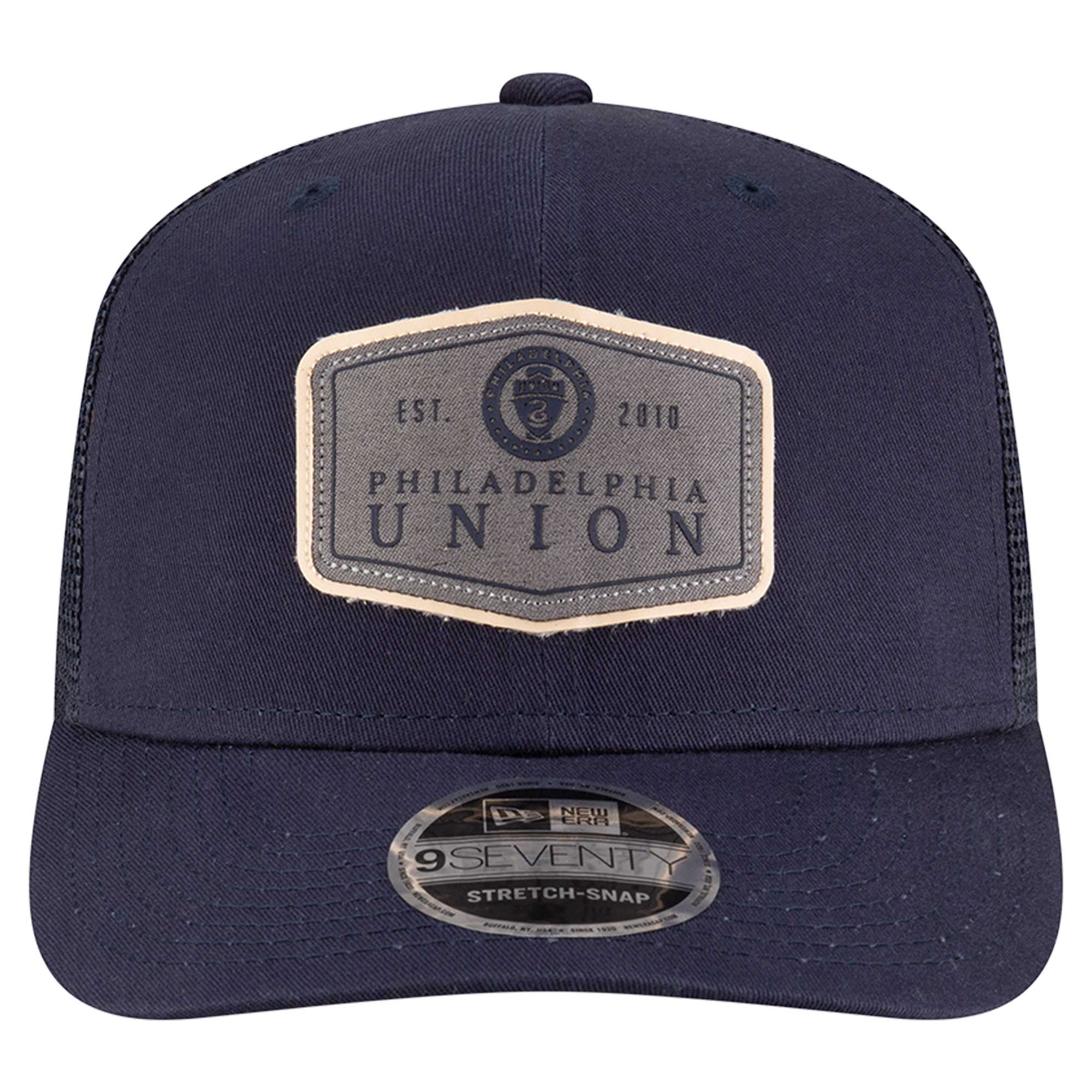 men8217s philadelphia union new era navy labeled 9seventy trucker stretch-snap adjustable hat | San Jose Earthquakes Hats, Jerseys & MLS Apparel