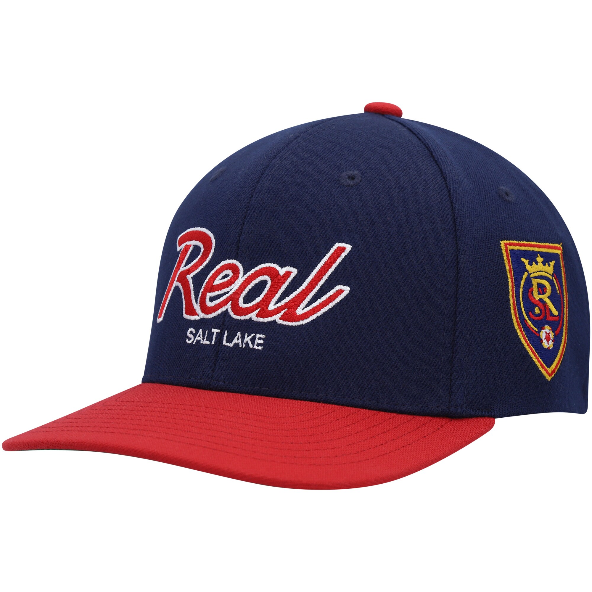 men8217s real salt lake mitchell amp ness navy team script 2.0 stretch snapback hat | San Jose Earthquakes Hats, Jerseys & MLS Apparel