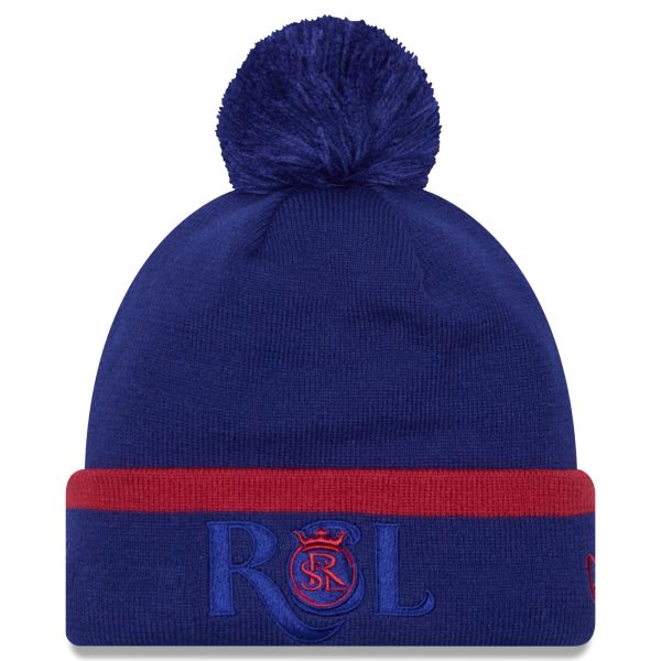 men8217s real salt lake new era blue wordmark kick off cuffed knit hat with pom | San Jose Earthquakes Hats, Jerseys & MLS Apparel