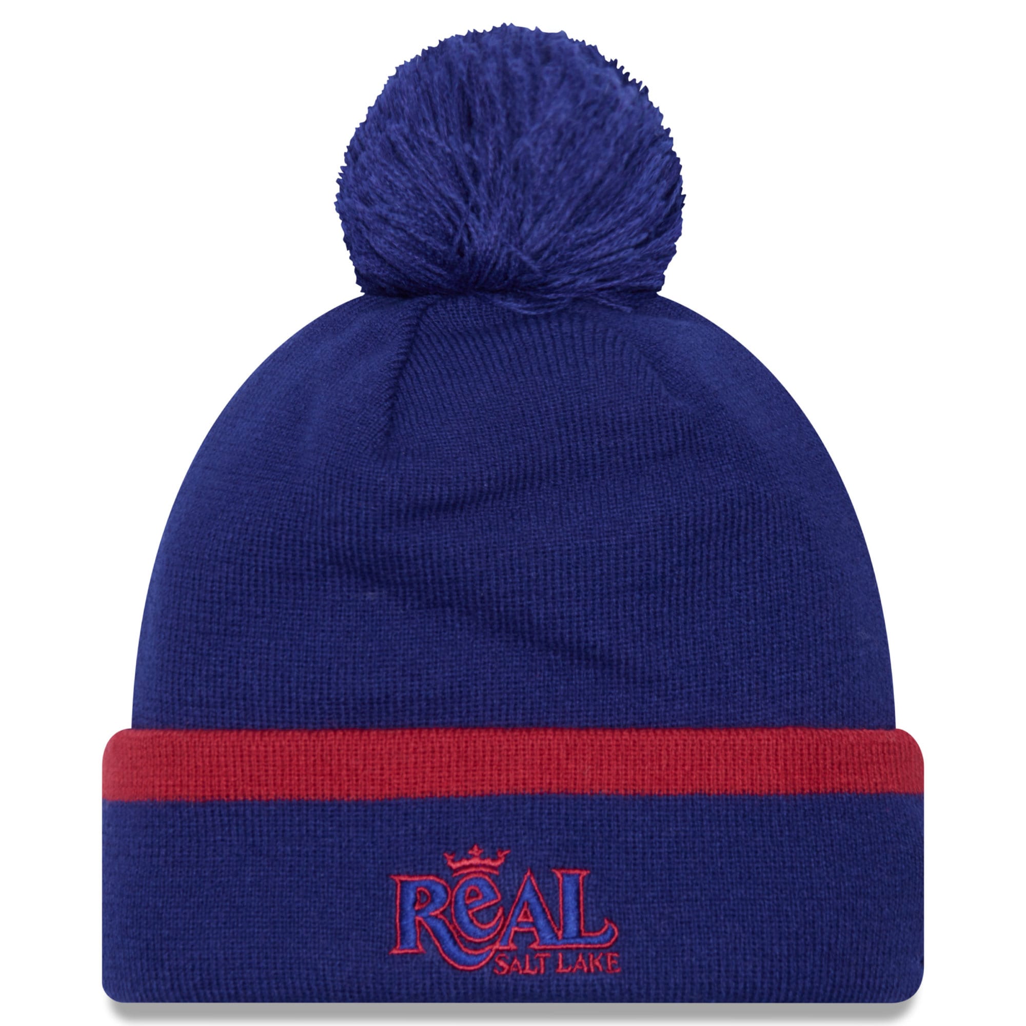 men8217s real salt lake new era blue wordmark kick off cuffed knit hat with pom | San Jose Earthquakes Hats, Jerseys & MLS Apparel