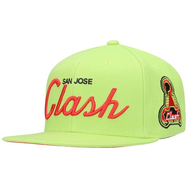 men8217s san jose clash mitchell amp ness green historic logo since 821796 foundation script snapback hat | San Jose Earthquakes Hats, Jerseys & MLS Apparel