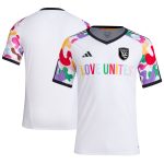 men8217s san jose earthquakes adidas white 2023 pride pre-match top | San Jose Earthquakes Hats, Jerseys & MLS Apparel