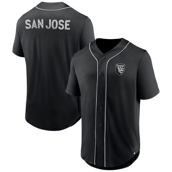 men8217s san jose earthquakes fanatics black third period fashion baseball button-up jersey | San Jose Earthquakes Hats, Jerseys & MLS Apparel