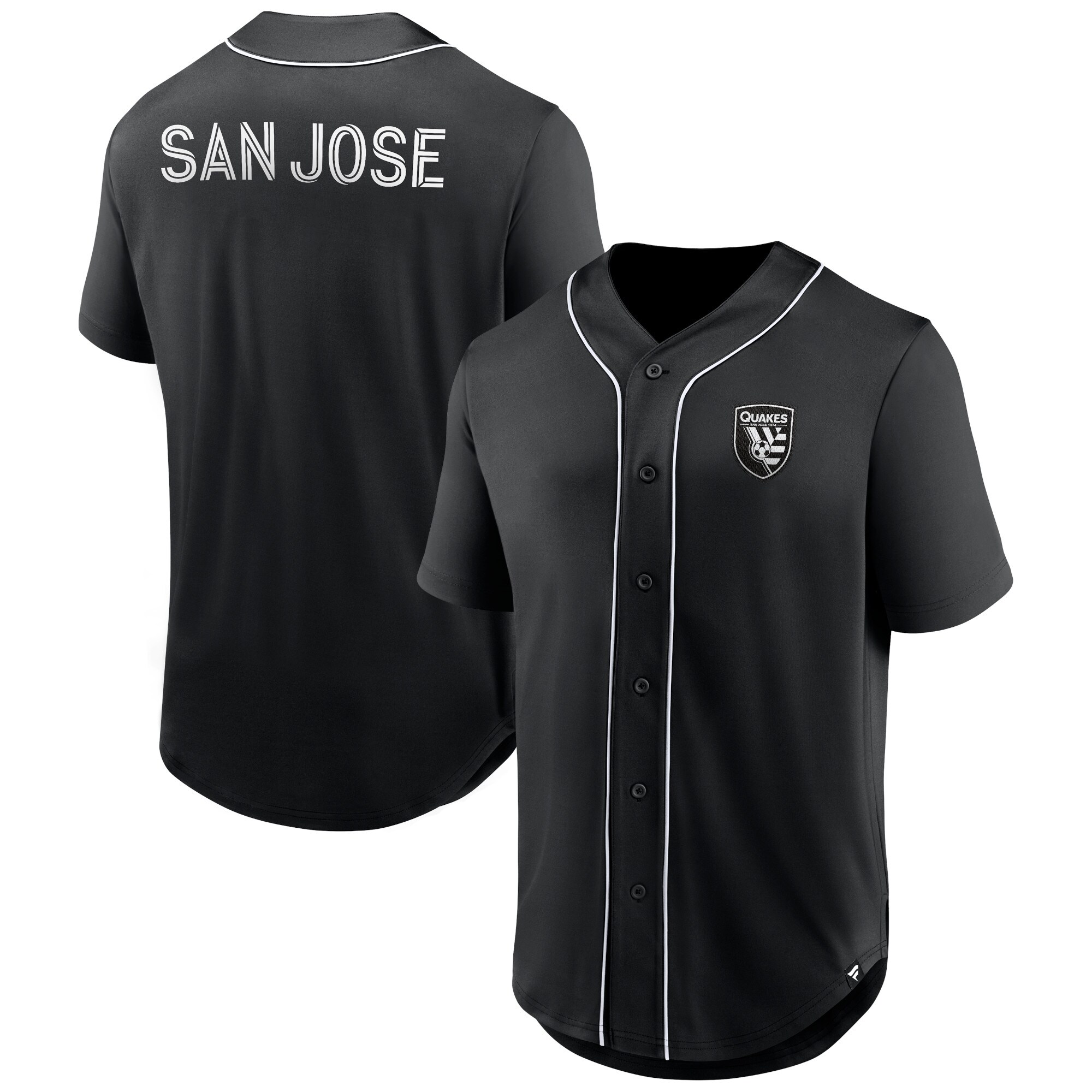 men8217s san jose earthquakes fanatics black third period fashion baseball button-up jersey | San Jose Earthquakes Hats, Jerseys & MLS Apparel