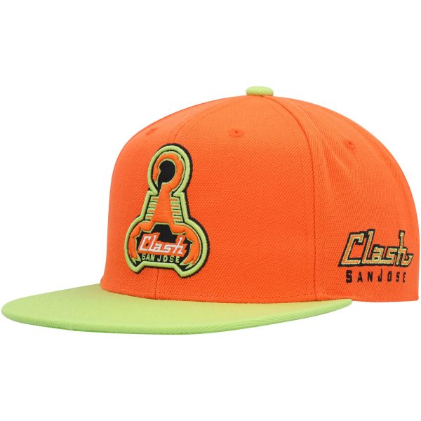 men8217s san jose earthquakes mitchell amp ness orange throwback logo snapback hat | San Jose Earthquakes Hats, Jerseys & MLS Apparel