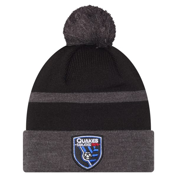 men8217s san jose earthquakes new era black 2025 kickoff cuffed knit hat with pom | San Jose Earthquakes Hats, Jerseys & MLS Apparel