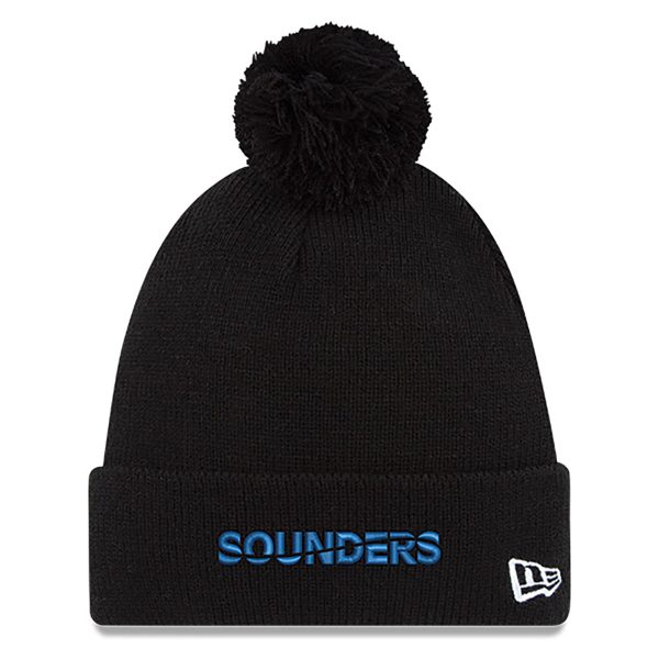 men8217s seattle sounders fc new era black wordmark pom cuffed knit hat | San Jose Earthquakes Hats, Jerseys & MLS Apparel
