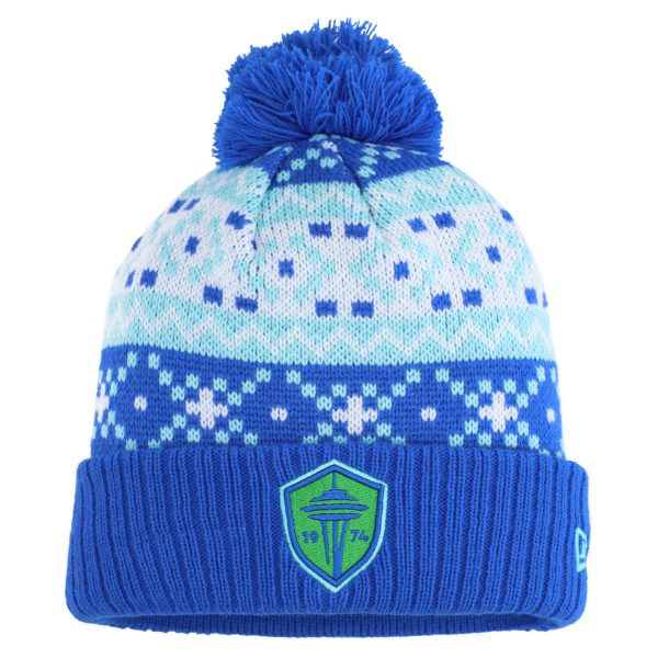 men8217s seattle sounders fc new era blue nostalgia cuffed knit hat with pom | San Jose Earthquakes Hats, Jerseys & MLS Apparel