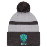 men8217s seattle sounders fc new era gray 2025 kickoff cuffed knit hat with pom | San Jose Earthquakes Hats, Jerseys & MLS Apparel