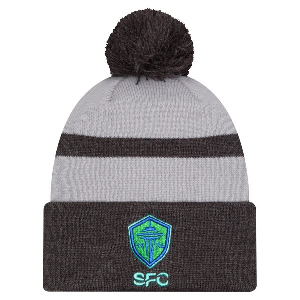 men8217s seattle sounders fc new era gray 2025 kickoff cuffed knit hat with pom | San Jose Earthquakes Hats, Jerseys & MLS Apparel