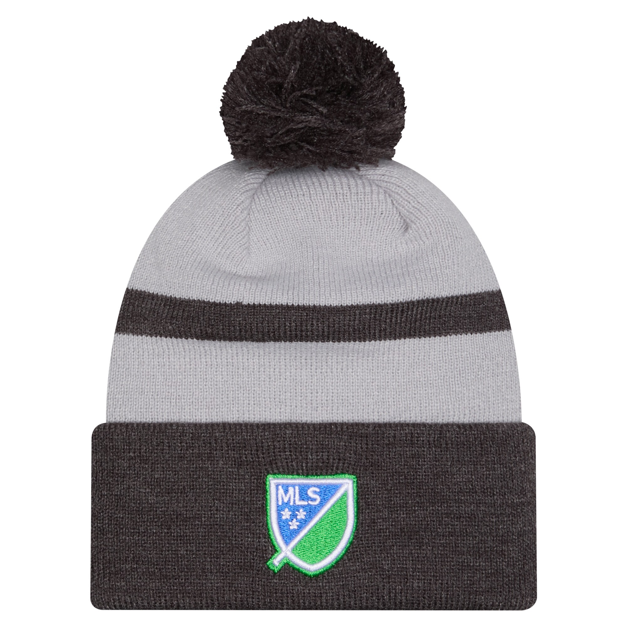men8217s seattle sounders fc new era gray 2025 kickoff cuffed knit hat with pom | San Jose Earthquakes Hats, Jerseys & MLS Apparel