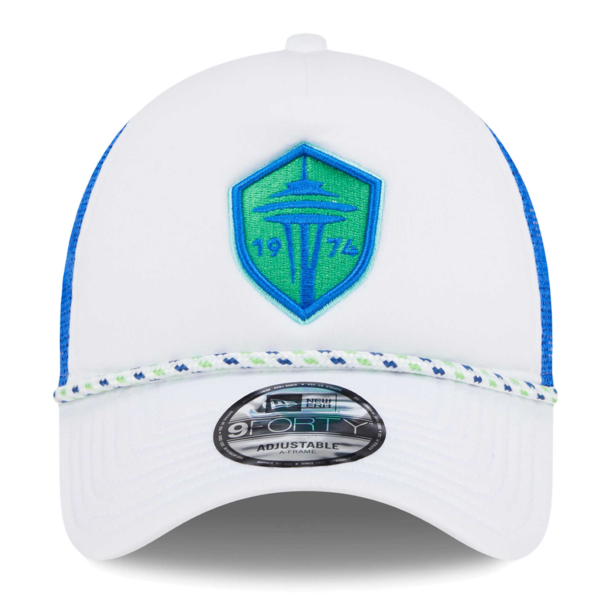 men8217s seattle sounders fc new era whiteblue court sport foam a-frame 9forty adjustable trucker hat | San Jose Earthquakes Hats, Jerseys & MLS Apparel