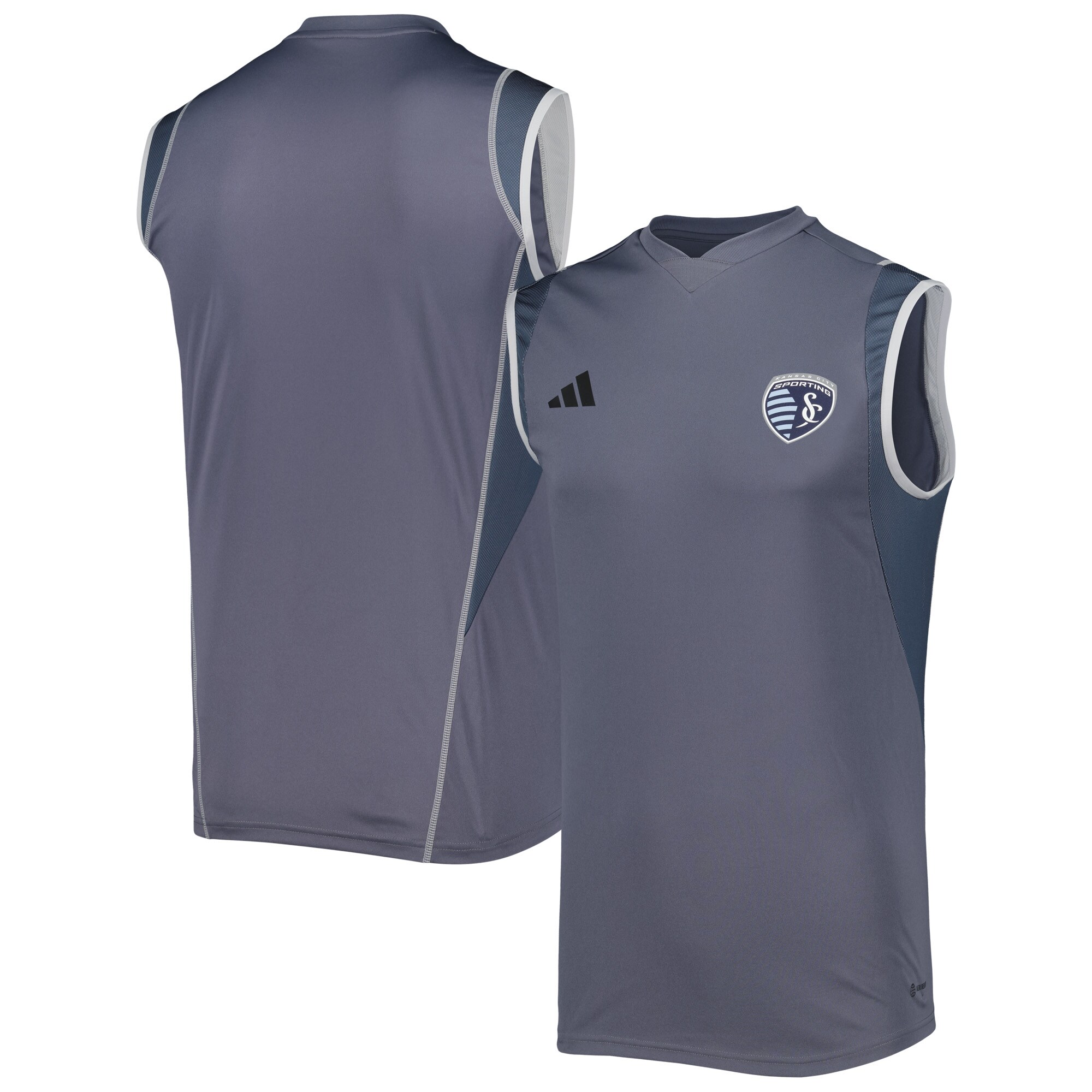 men8217s sporting kansas city adidas gray 2023 on-field sleeveless training jersey | San Jose Earthquakes Hats, Jerseys & MLS Apparel