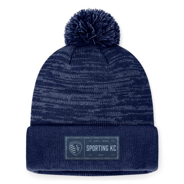 men8217s sporting kansas city fanatics heather navy low key cuffed knit hat with pom | San Jose Earthquakes Hats, Jerseys & MLS Apparel