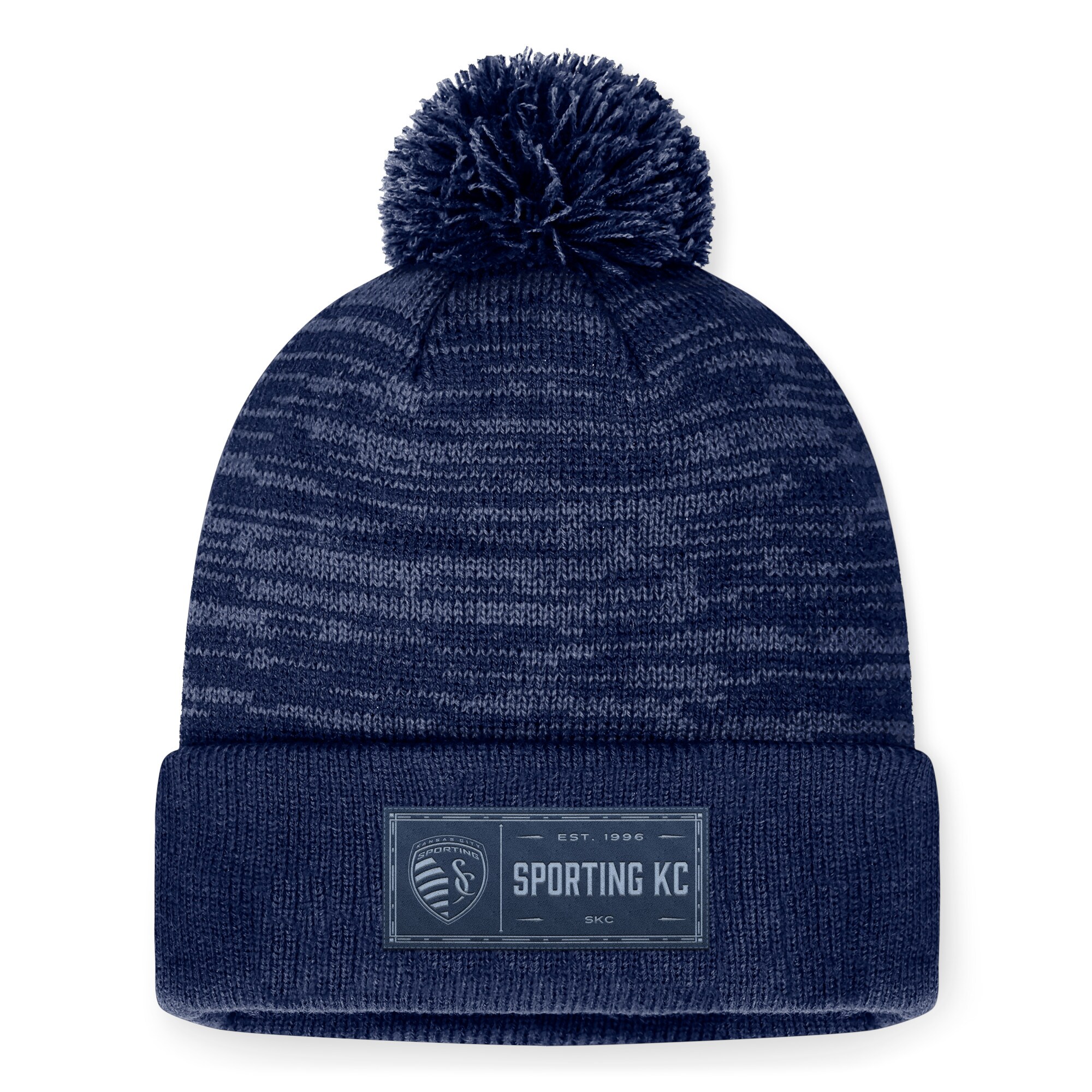 men8217s sporting kansas city fanatics heather navy low key cuffed knit hat with pom | San Jose Earthquakes Hats, Jerseys & MLS Apparel