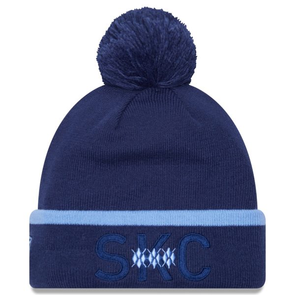 men8217s sporting kansas city new era navy wordmark kick off cuffed knit hat with pom | San Jose Earthquakes Hats, Jerseys & MLS Apparel