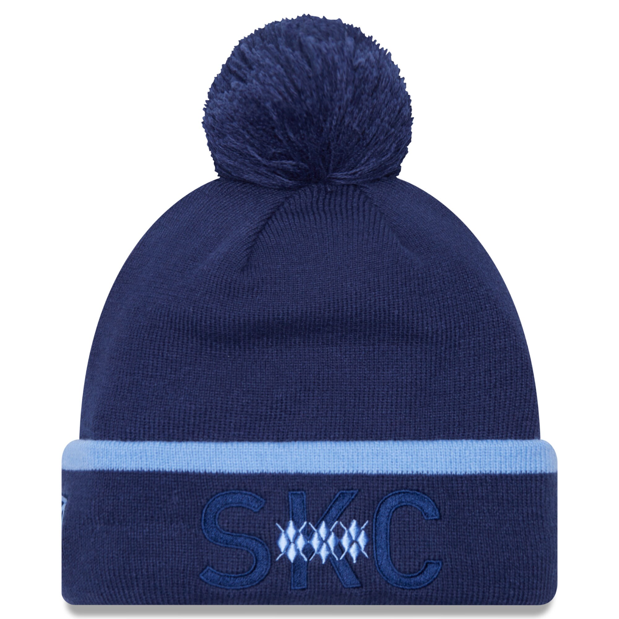 men8217s sporting kansas city new era navy wordmark kick off cuffed knit hat with pom | San Jose Earthquakes Hats, Jerseys & MLS Apparel