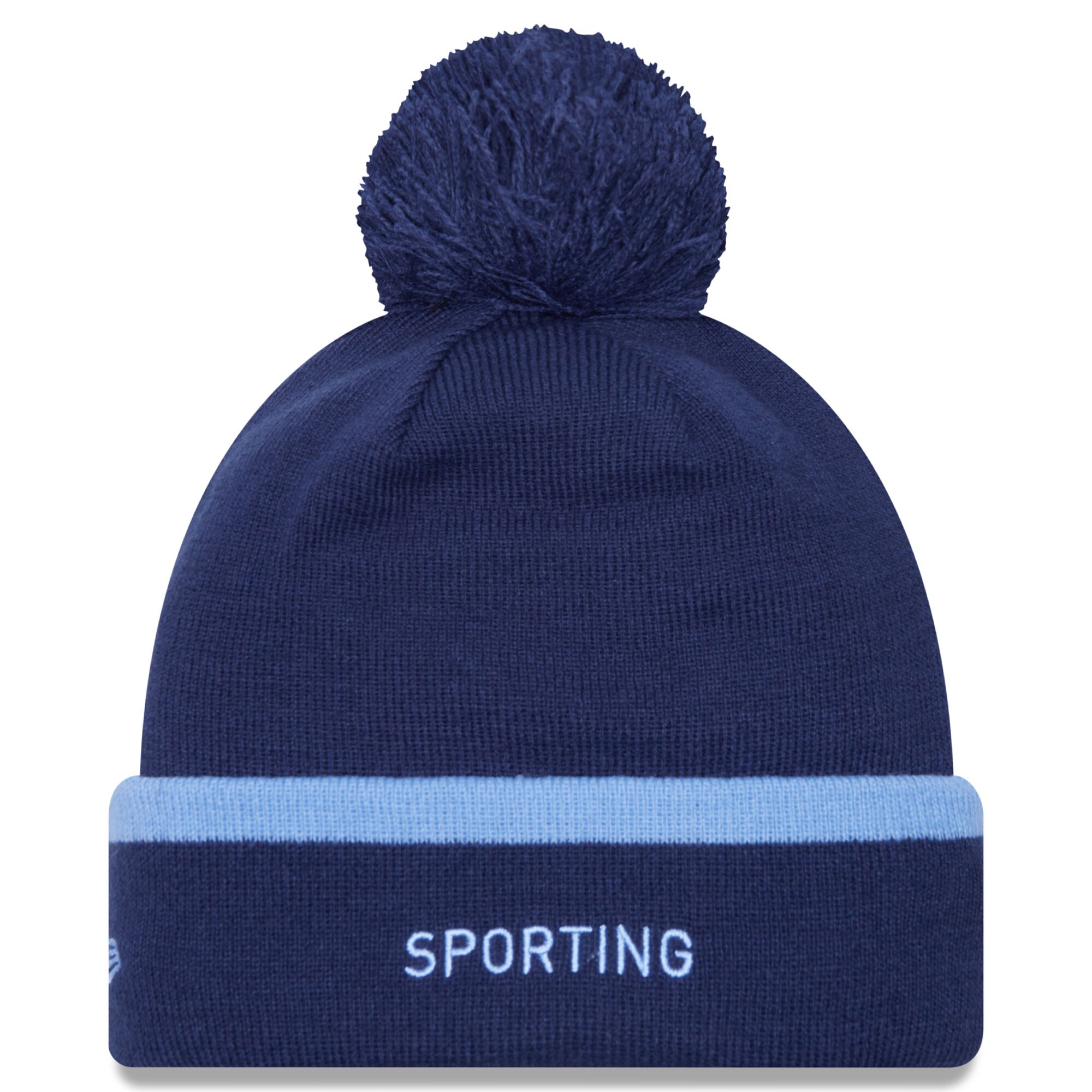 men8217s sporting kansas city new era navy wordmark kick off cuffed knit hat with pom | San Jose Earthquakes Hats, Jerseys & MLS Apparel