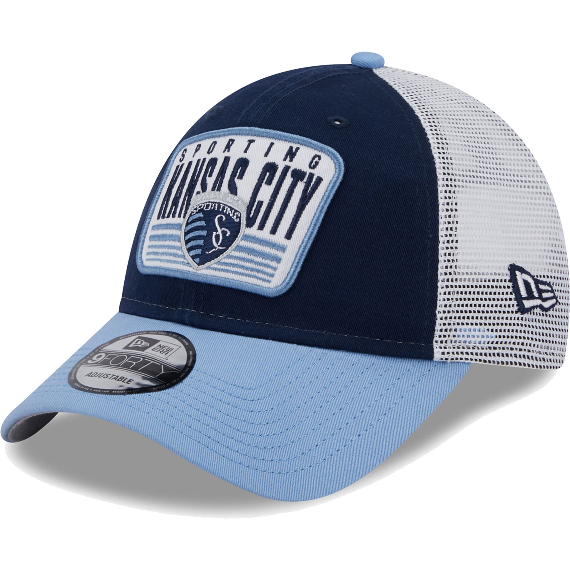 men8217s sporting kansas city new era navylight blue patch 9forty trucker snapback hat | San Jose Earthquakes Hats, Jerseys & MLS Apparel