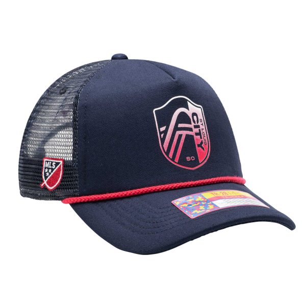 men8217s st. louis city sc navy atmosphere trucker adjustable hat | San Jose Earthquakes Hats, Jerseys & MLS Apparel