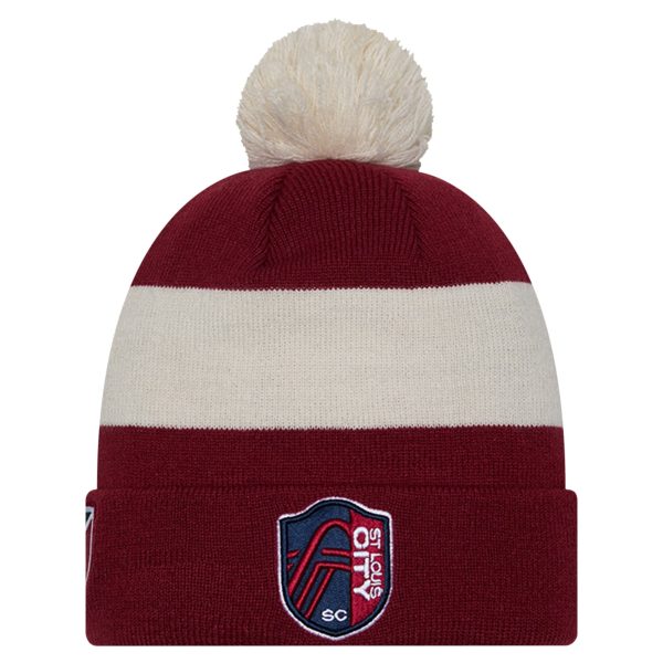 men8217s st. louis city sc new era red 2024 kick off collection cuffed knit hat with pom | San Jose Earthquakes Hats, Jerseys & MLS Apparel