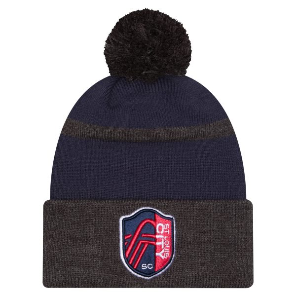 men8217s st. louis city sc new era red 2025 kickoff cuffed knit hat with pom | San Jose Earthquakes Hats, Jerseys & MLS Apparel