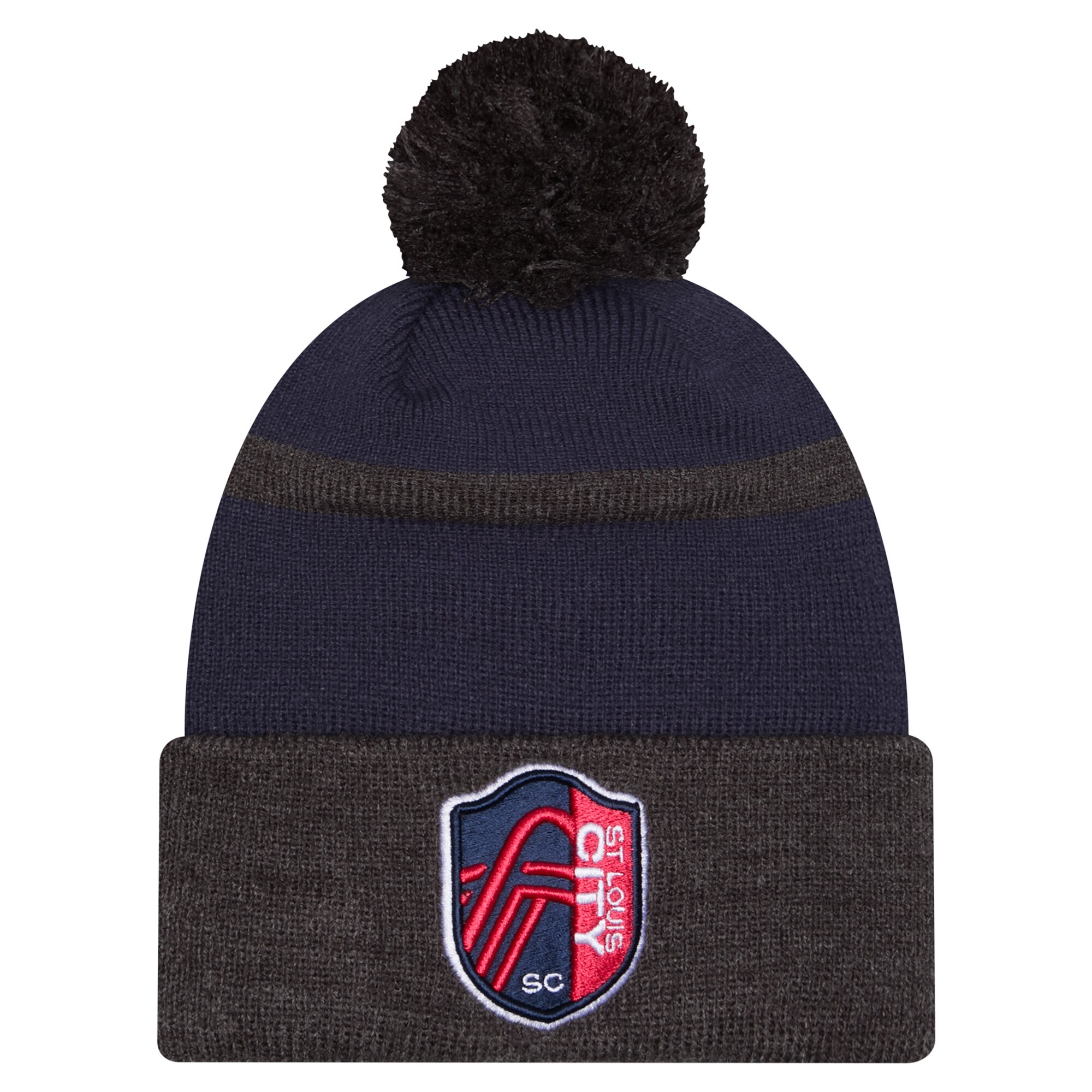 men8217s st. louis city sc new era red 2025 kickoff cuffed knit hat with pom | San Jose Earthquakes Hats, Jerseys & MLS Apparel