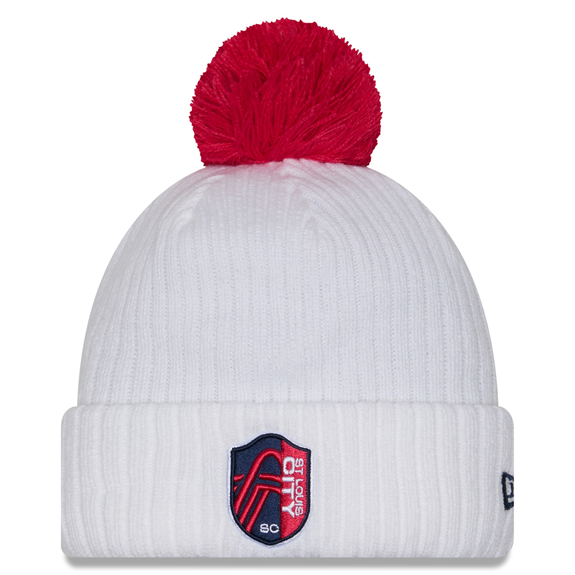 men8217s st. louis city sc new era white 2025 jersey hook cuffed knit hat with pom | San Jose Earthquakes Hats, Jerseys & MLS Apparel
