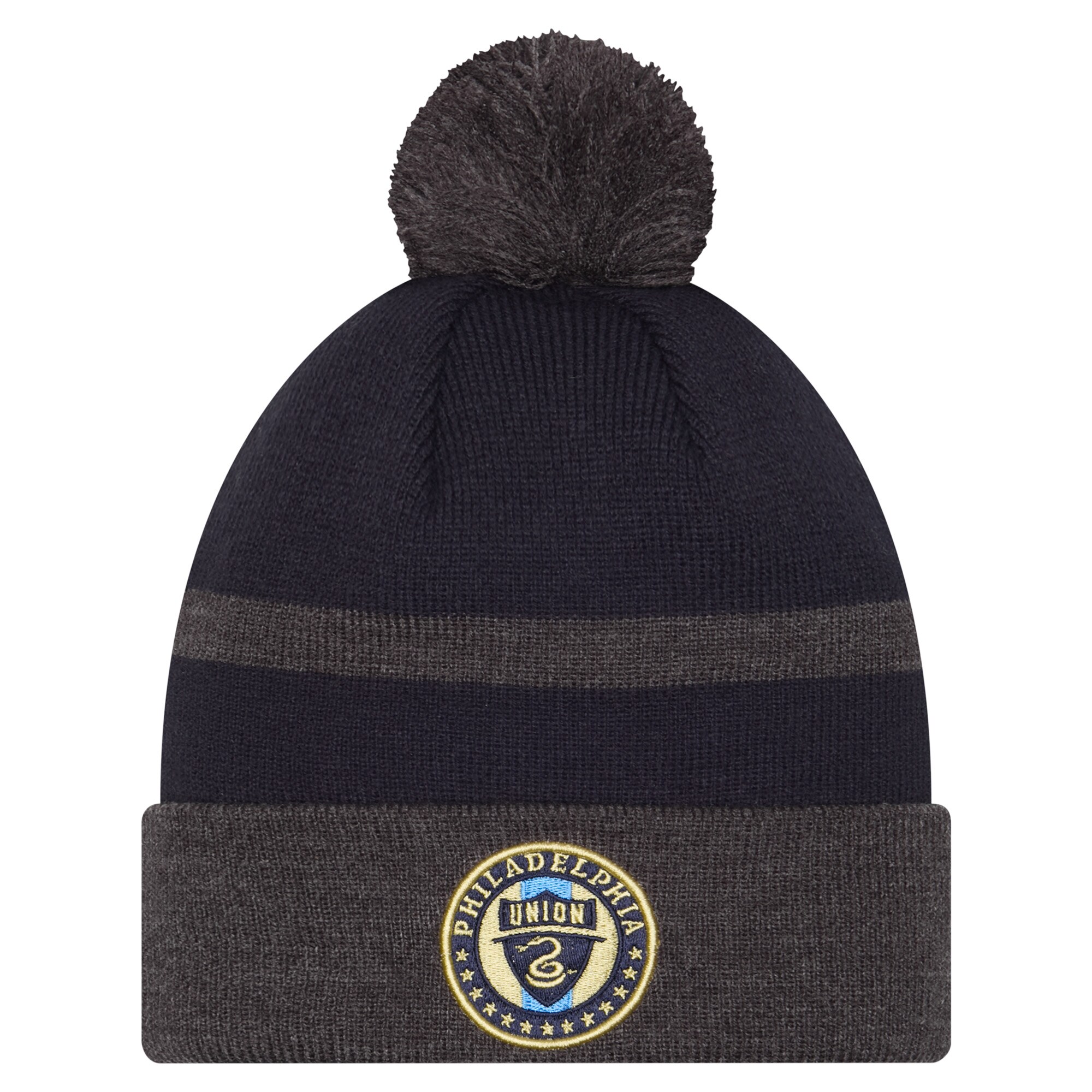 philadelphia union new era navy 2025 kickoff cuffed knit hat with pom | San Jose Earthquakes Hats, Jerseys & MLS Apparel