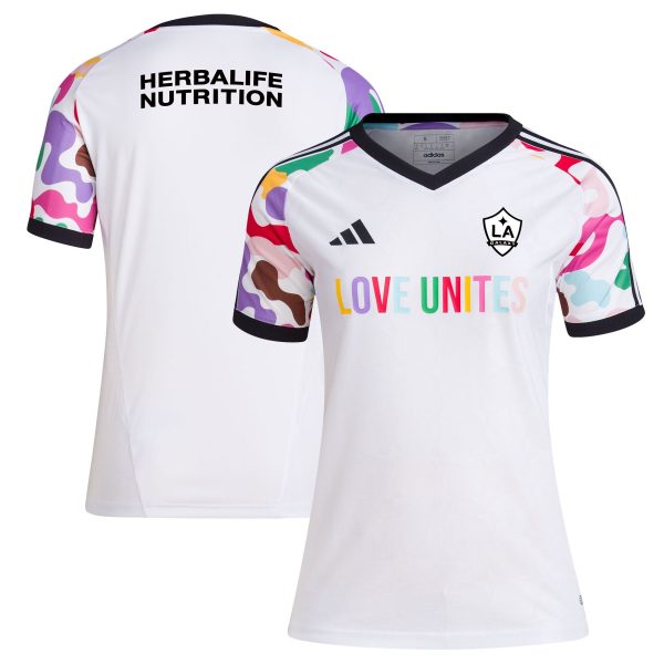 women8217s la galaxy adidas white 2023 pride pre-match top | San Jose Earthquakes Hats, Jerseys & MLS Apparel