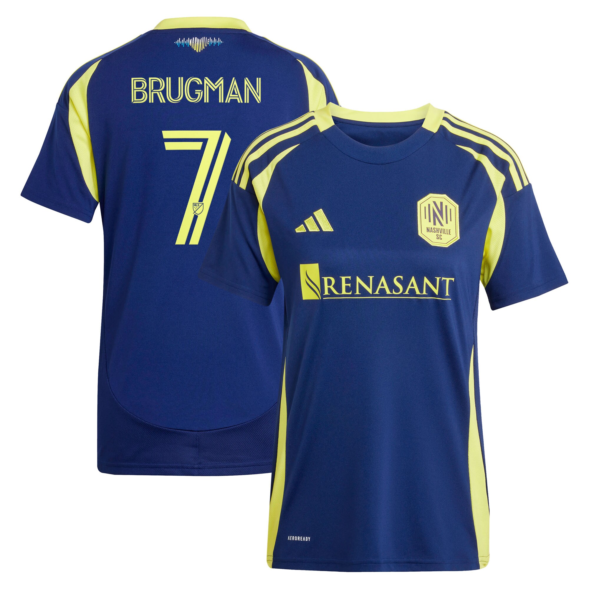 women8217s nashville sc gastón brugman adidas navy 2025 the heart of nashville kit replica player jersey | San Jose Earthquakes Hats, Jerseys & MLS Apparel