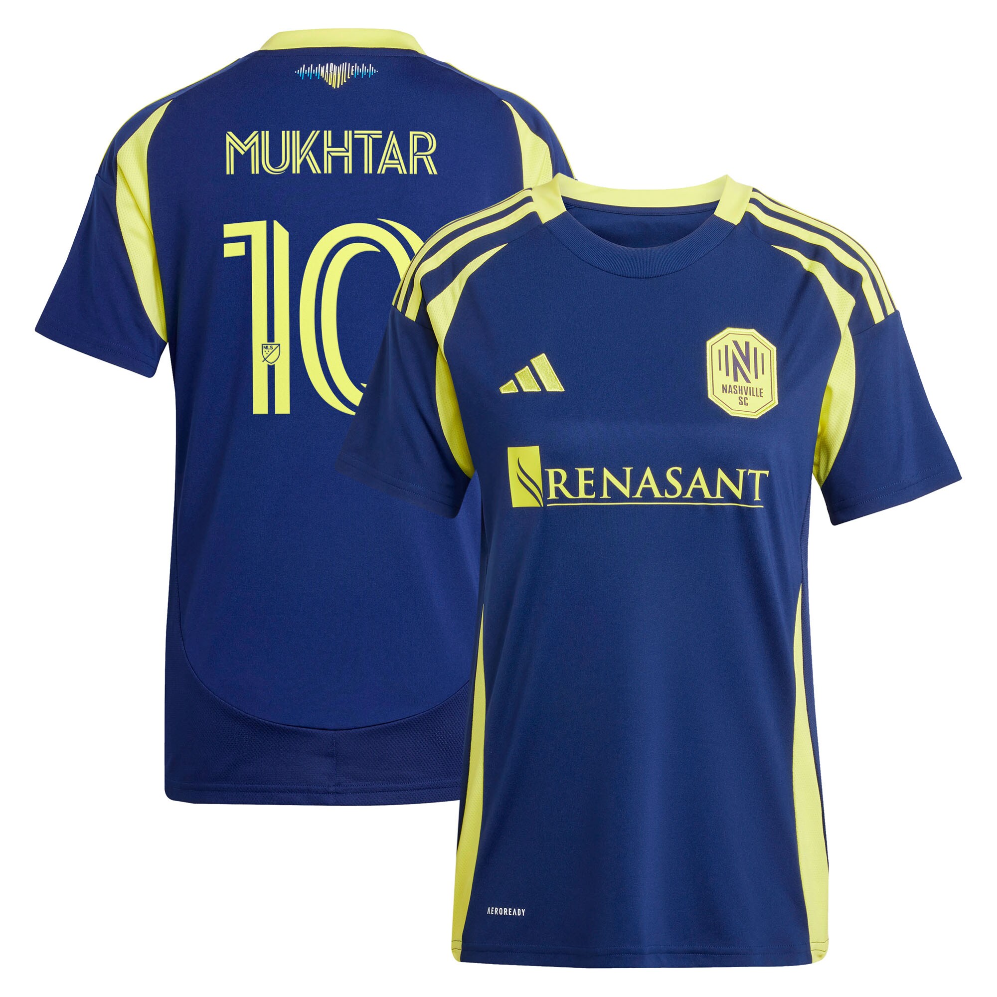 women8217s nashville sc hany mukhtar adidas navy 2025 the heart of nashville kit replica player jersey | San Jose Earthquakes Hats, Jerseys & MLS Apparel
