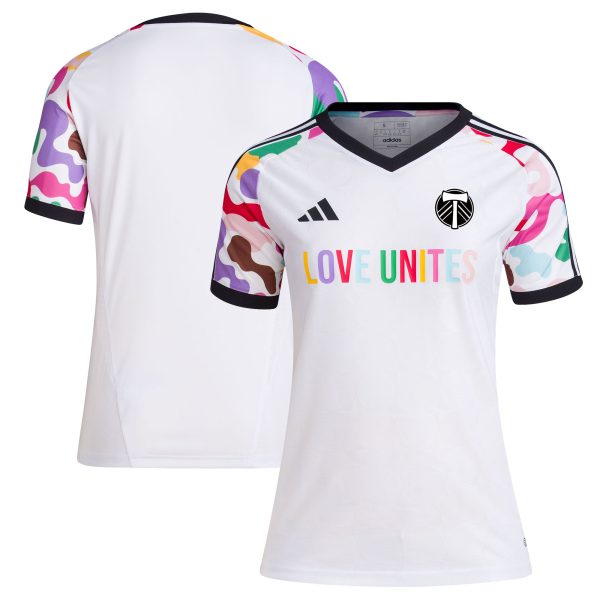 women8217s portland timbers adidas white 2023 pride pre-match top | San Jose Earthquakes Hats, Jerseys & MLS Apparel
