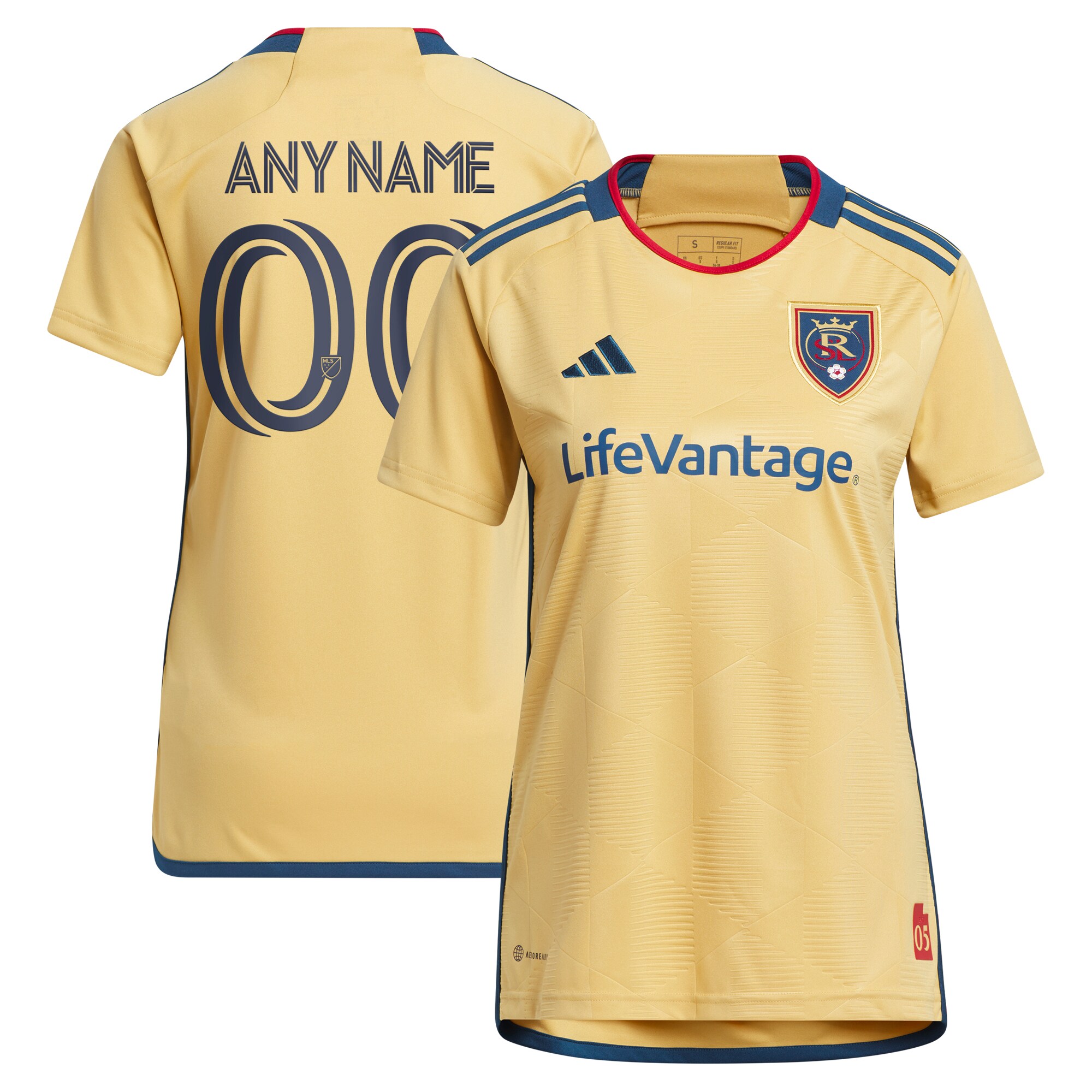 women8217s real salt lake adidas gold 2023 the beehive state kit replica custom jersey | San Jose Earthquakes Hats, Jerseys & MLS Apparel