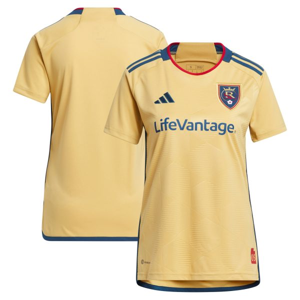 women8217s real salt lake adidas gold 2023 the beehive state kit replica jersey | San Jose Earthquakes Hats, Jerseys & MLS Apparel