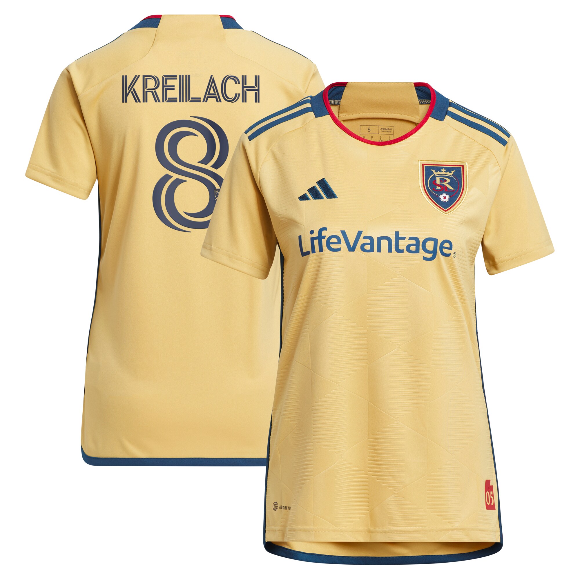 women8217s real salt lake damir kreilach adidas gold 2023 the beehive state kit replica player jersey | San Jose Earthquakes Hats, Jerseys & MLS Apparel