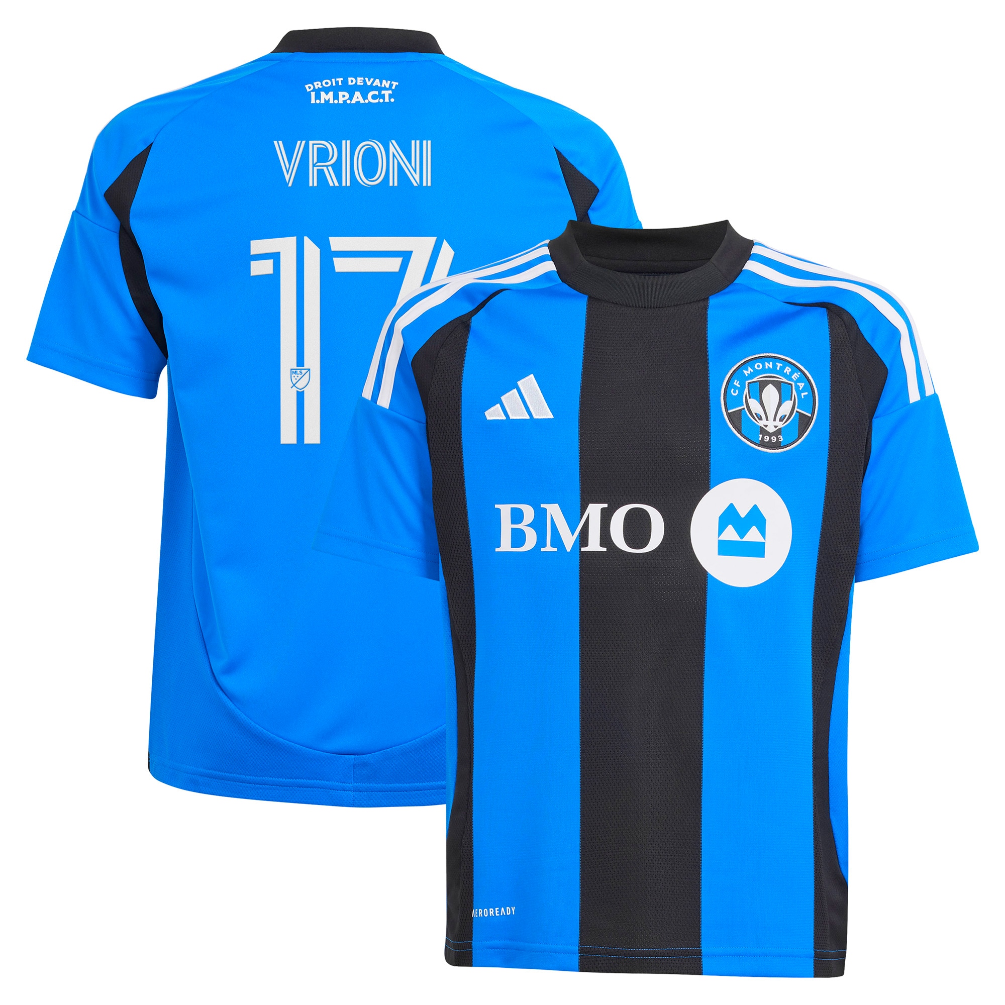 youth cf montreal giacomo vrioni adidas blue 2025 montréal original replica player jersey | San Jose Earthquakes Hats, Jerseys & MLS Apparel