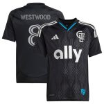 youth charlotte fc ashley westwood adidas black 2025 fortress kit replica player jersey | San Jose Earthquakes Hats, Jerseys & MLS Apparel
