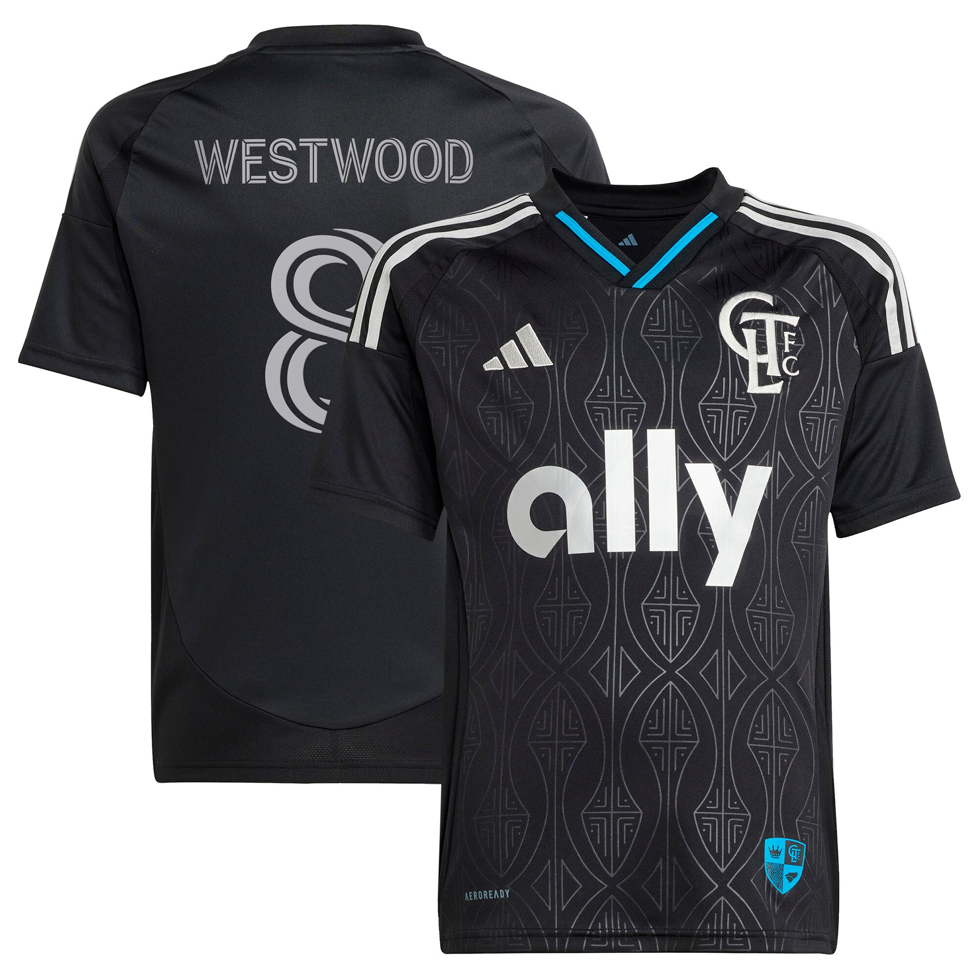 youth charlotte fc ashley westwood adidas black 2025 fortress kit replica player jersey | San Jose Earthquakes Hats, Jerseys & MLS Apparel
