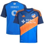 youth fc cincinnati kévin denkey adidas blue 2025 orange and blue legacy kit replica player jersey | San Jose Earthquakes Hats, Jerseys & MLS Apparel