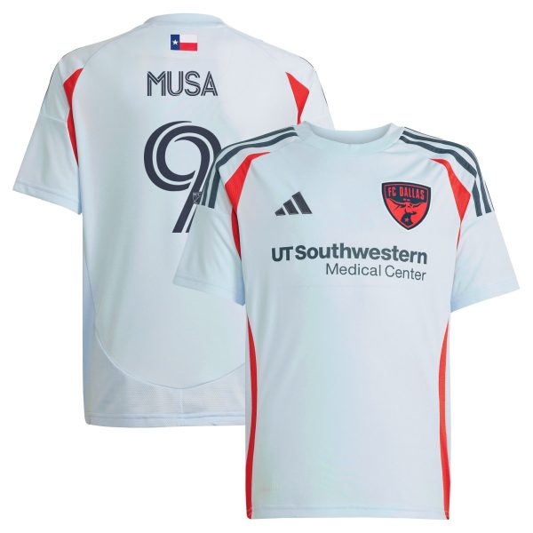 youth fc dallas petar musa adidas light blue 2025 the inferno kit replica player jersey | San Jose Earthquakes Hats, Jerseys & MLS Apparel