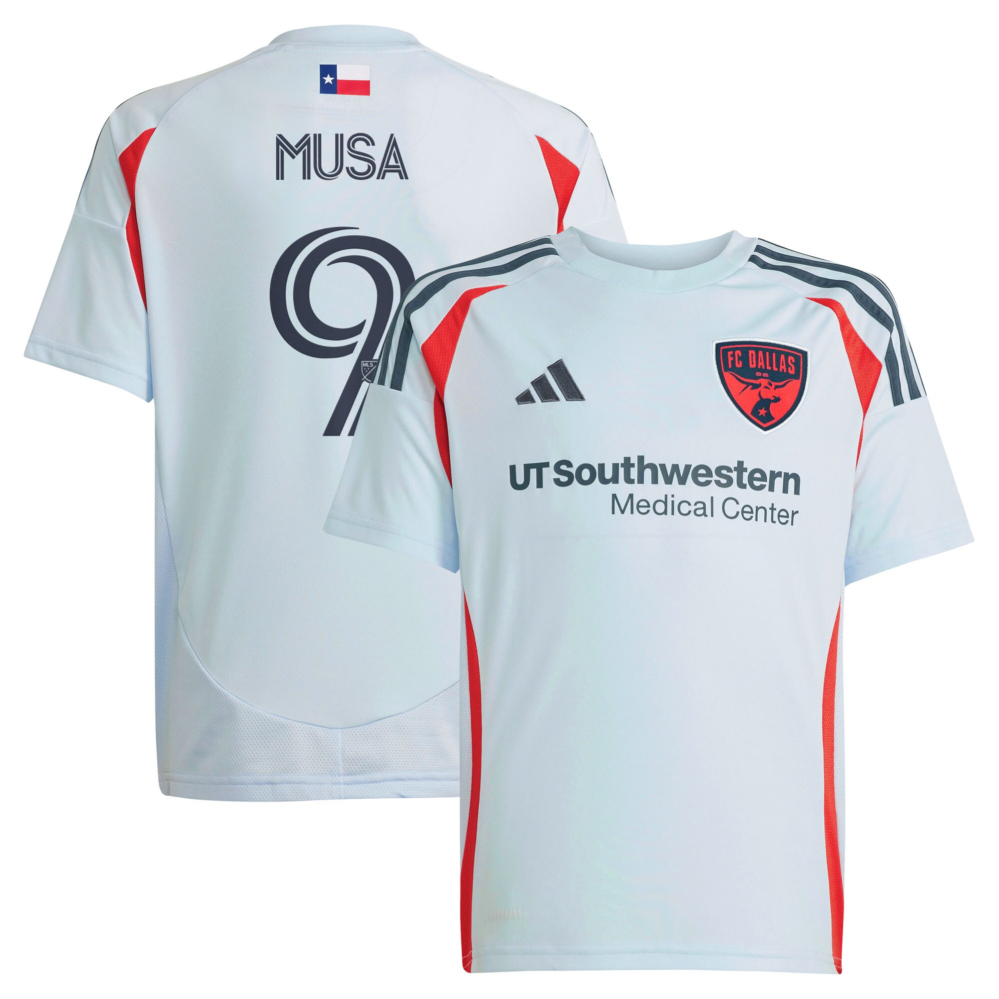 youth fc dallas petar musa adidas light blue 2025 the inferno kit replica player jersey | San Jose Earthquakes Hats, Jerseys & MLS Apparel