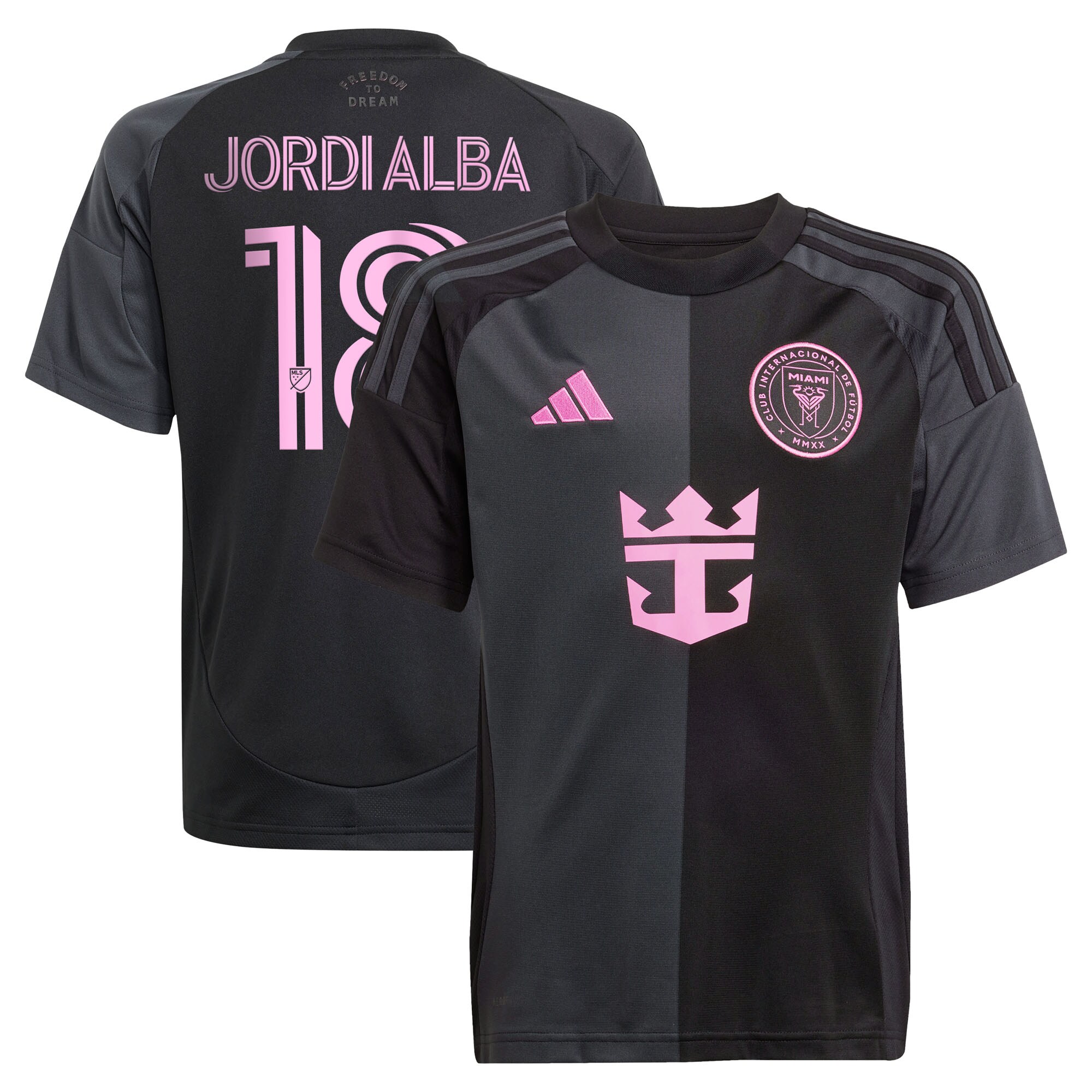 youth inter miami cf jordi alba ramos adidas black 2025 the fortitude kit replica player jersey | San Jose Earthquakes Hats, Jerseys & MLS Apparel