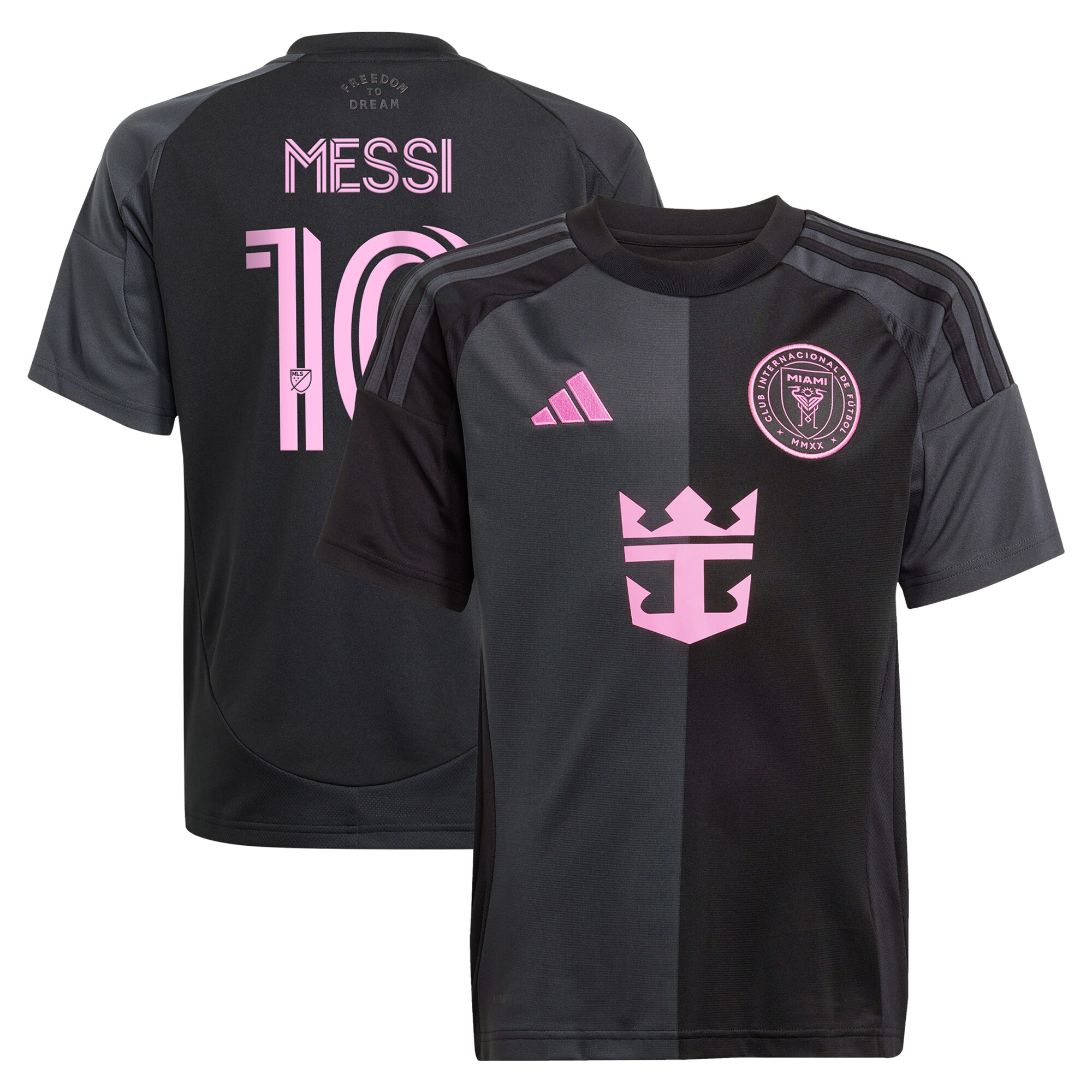 youth inter miami cf lionel messi adidas black 2025 the fortitude kit replica player jersey | San Jose Earthquakes Hats, Jerseys & MLS Apparel