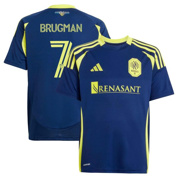 youth nashville sc gastón brugman adidas navy 2025 the heart of nashville kit replica player jersey | San Jose Earthquakes Hats, Jerseys & MLS Apparel
