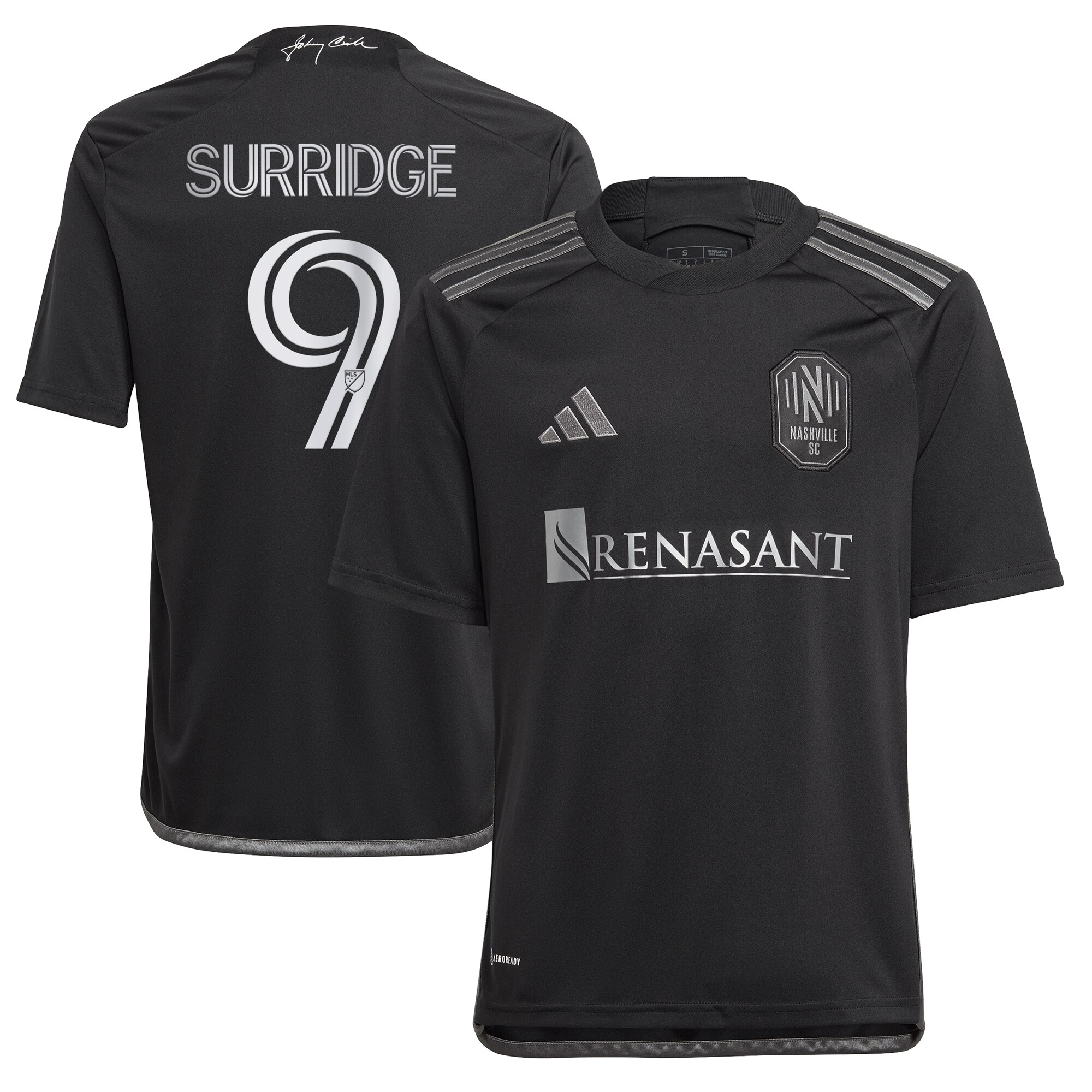 youth nashville sc sam surridge adidas black 2023 man in black kit replica player jersey | San Jose Earthquakes Hats, Jerseys & MLS Apparel