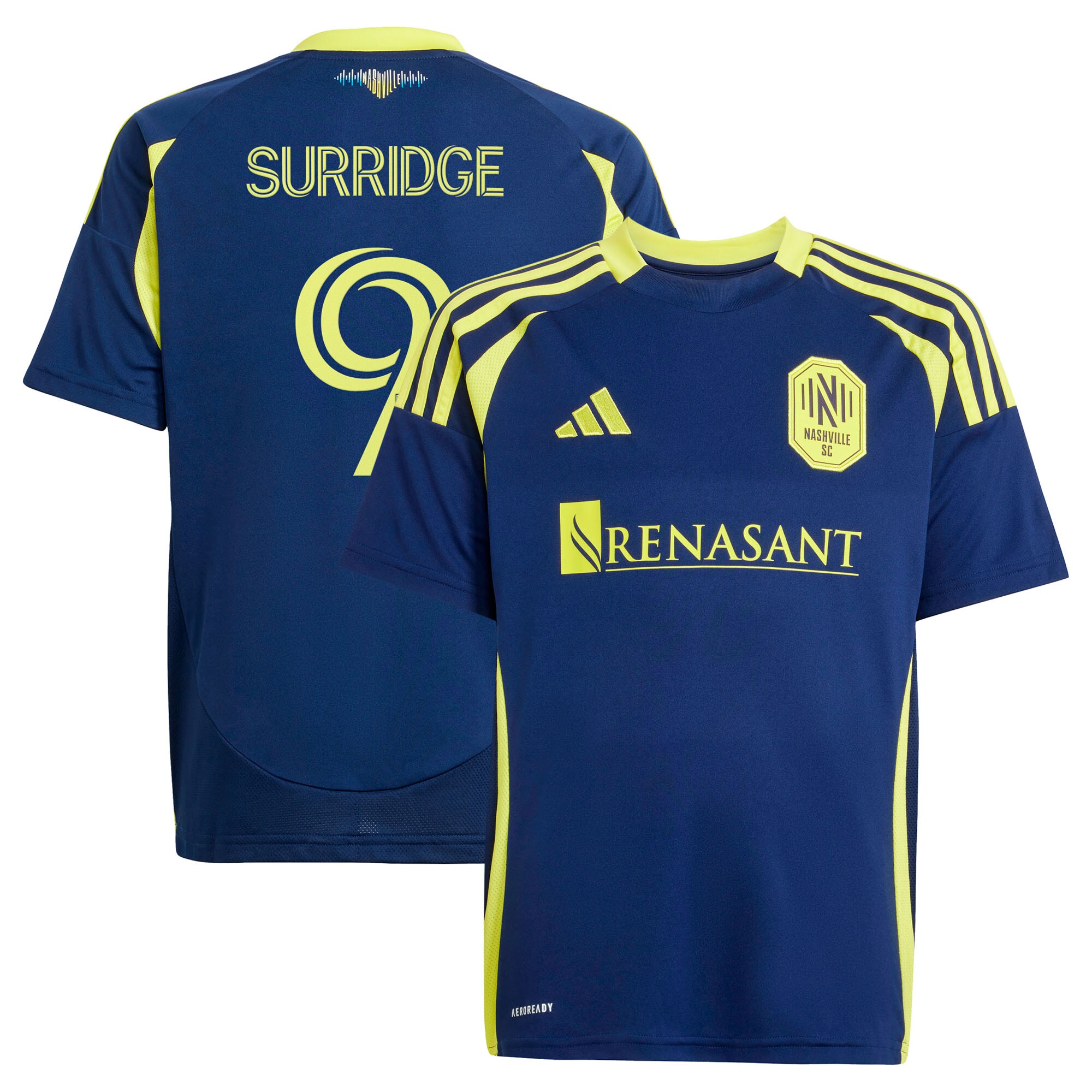 youth nashville sc sam surridge adidas navy 2025 the heart of nashville kit replica player jersey | San Jose Earthquakes Hats, Jerseys & MLS Apparel